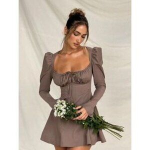 House of CB Brown Long Sleeve Dress